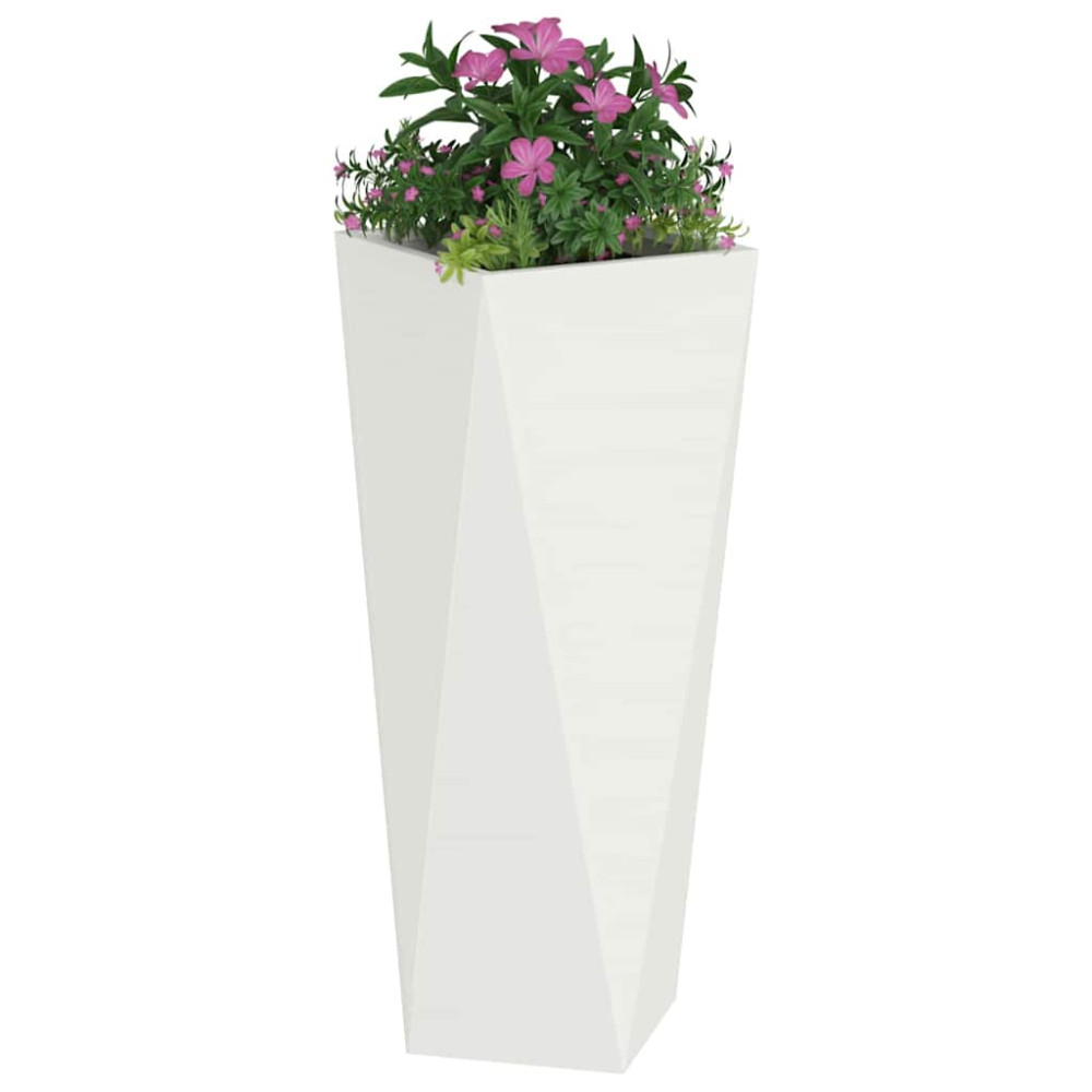 Produktbild för Planteringskärl 2 pcs Vit 30 x 30 x 75 cm Stål