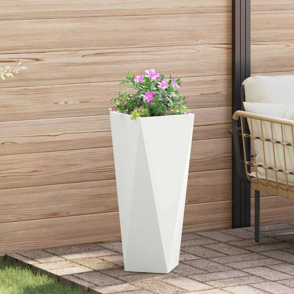 Produktbild för Planteringskärl 2 pcs Vit 30 x 30 x 75 cm Stål