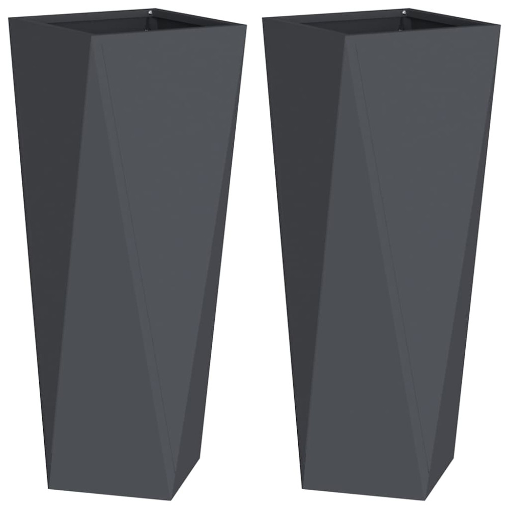 Produktbild för Planteringskärl 2 pcs Antracit 30 x 30 x 75 cm Stål