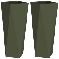 Produktbild för Planteringskärl 2 pcs Olivgrön 30 x 30 x 75 cm Stål