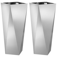 Produktbild för Planteringskärl 2 pcs Silver 30 x 30 x 75 cm Galvaniserat Stål