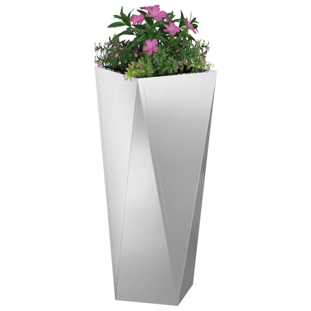Produktbild för Planteringskärl 2 pcs Silver 30 x 30 x 75 cm Galvaniserat Stål