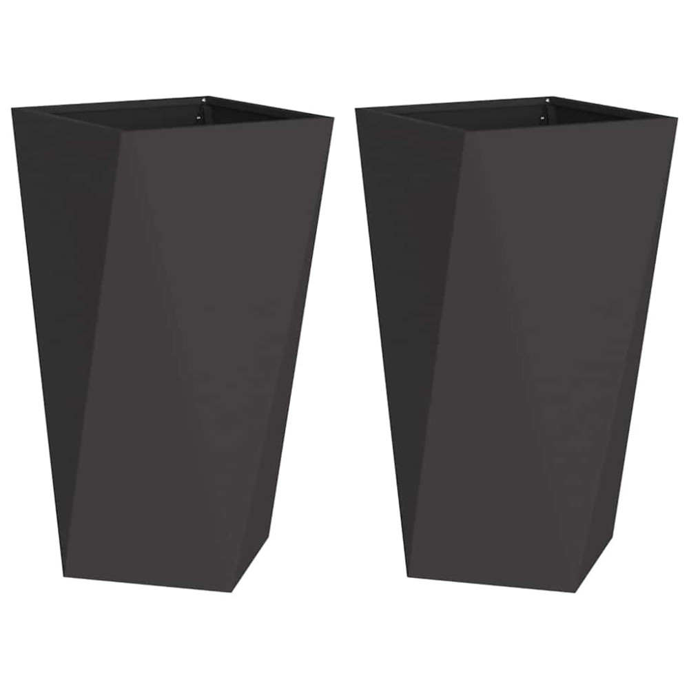 Produktbild för Planteringskärl 2 pcs Svart 40 x 40 x 75 cm Stål