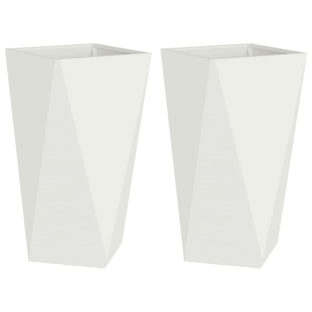 Produktbild för Planteringskärl 2 pcs Vit 40 x 40 x 75 cm Stål