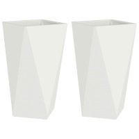 Produktbild för Planteringskärl 2 pcs Vit 40 x 40 x 75 cm Stål