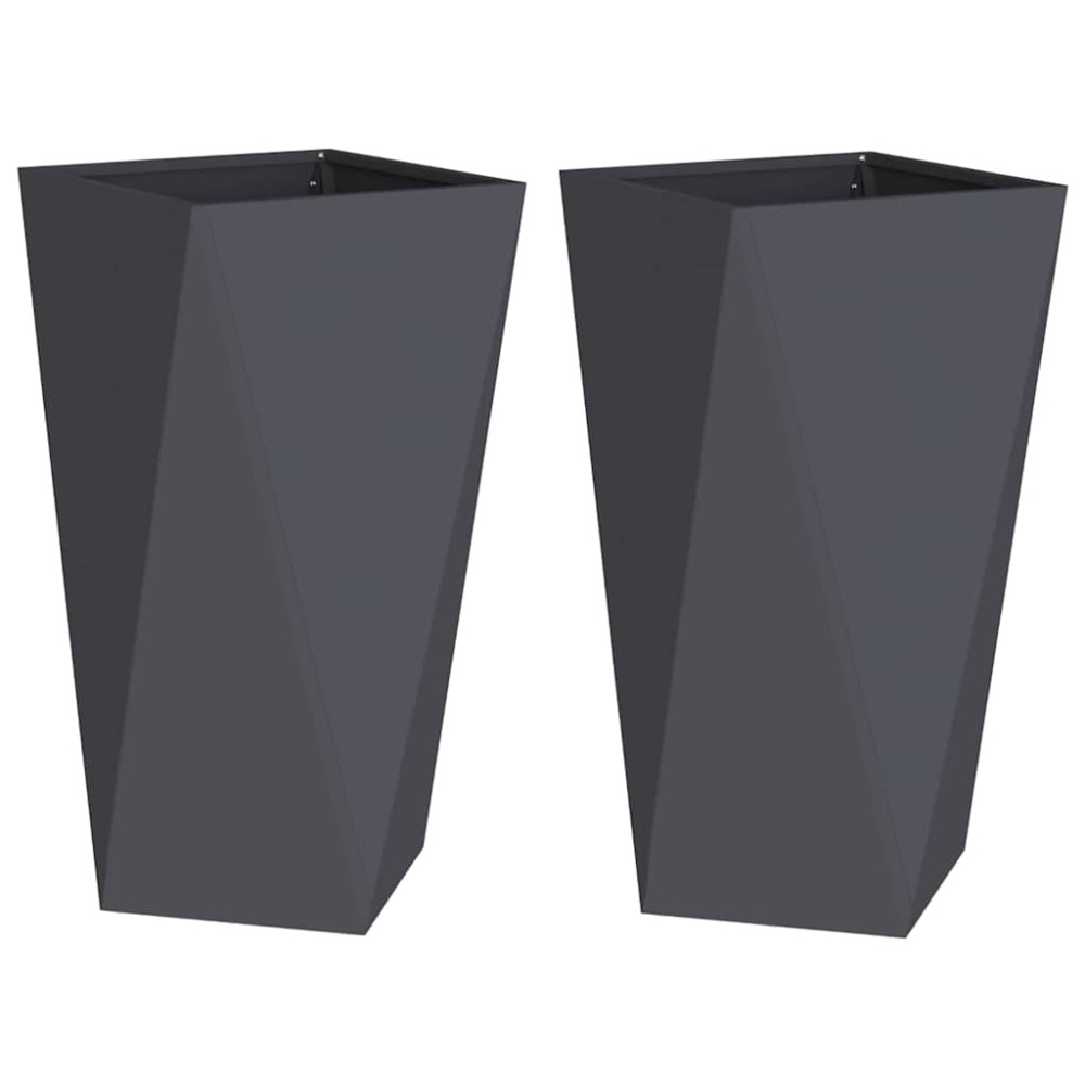 Produktbild för Planteringskärl 2 pcs Antracit 40 x 40 x 75 cm Stål