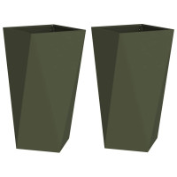 Produktbild för Planteringskärl 2 pcs Olivgrön 40 x 40 x 75 cm Stål