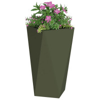 Produktbild för Planteringskärl 2 pcs Olivgrön 40 x 40 x 75 cm Stål