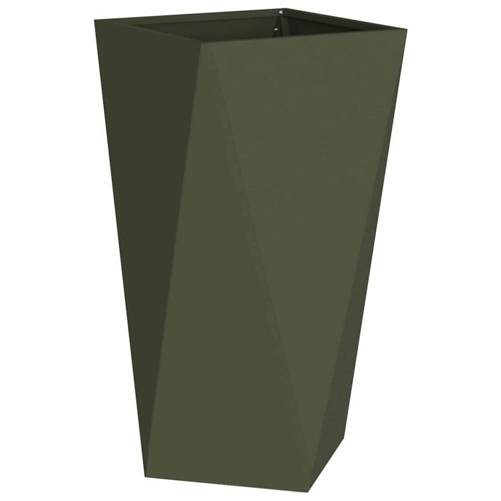 Produktbild för Planteringskärl 2 pcs Olivgrön 40 x 40 x 75 cm Stål