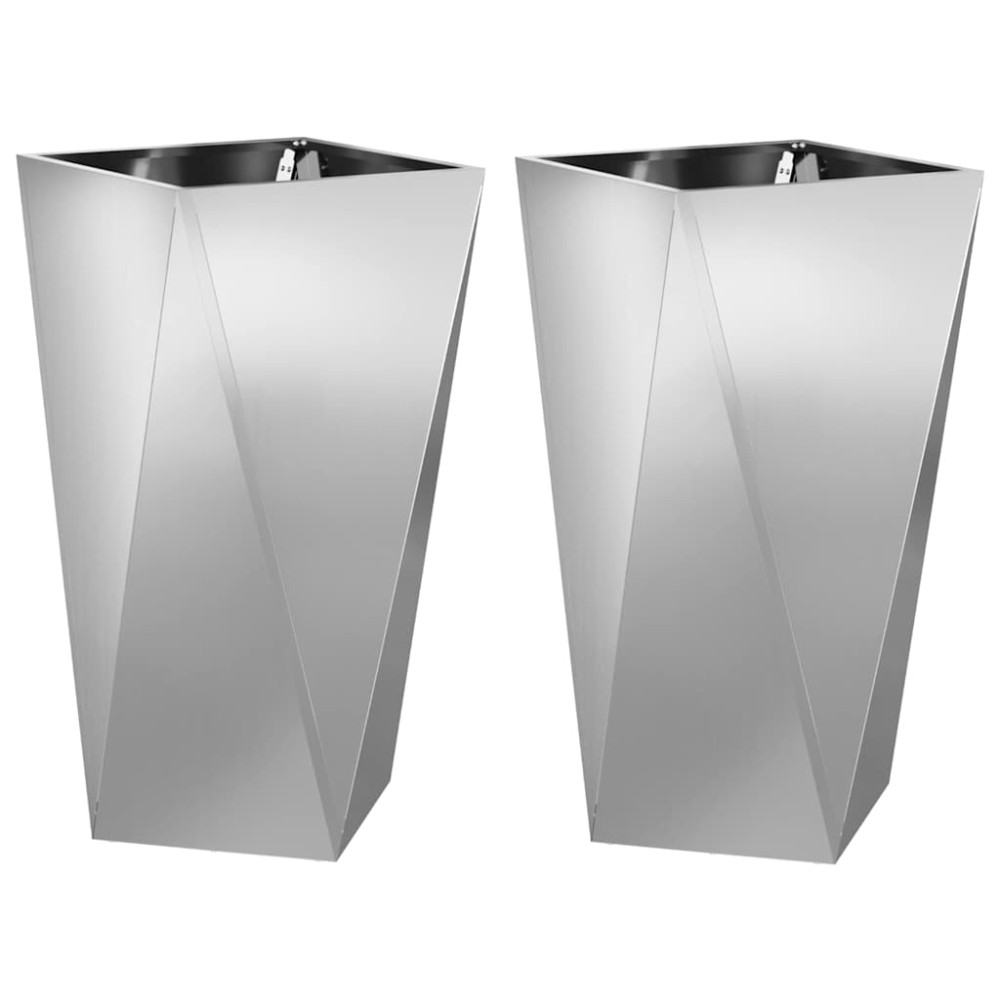 Produktbild för Planteringskärl 2 pcs Silver 40 x 40 x 75 cm Galvaniserat Stål
