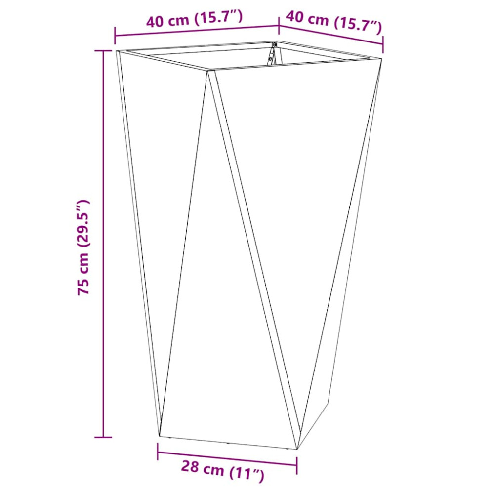 Produktbild för Planteringskärl 2 pcs Rostig 40 x 40 x 75 cm