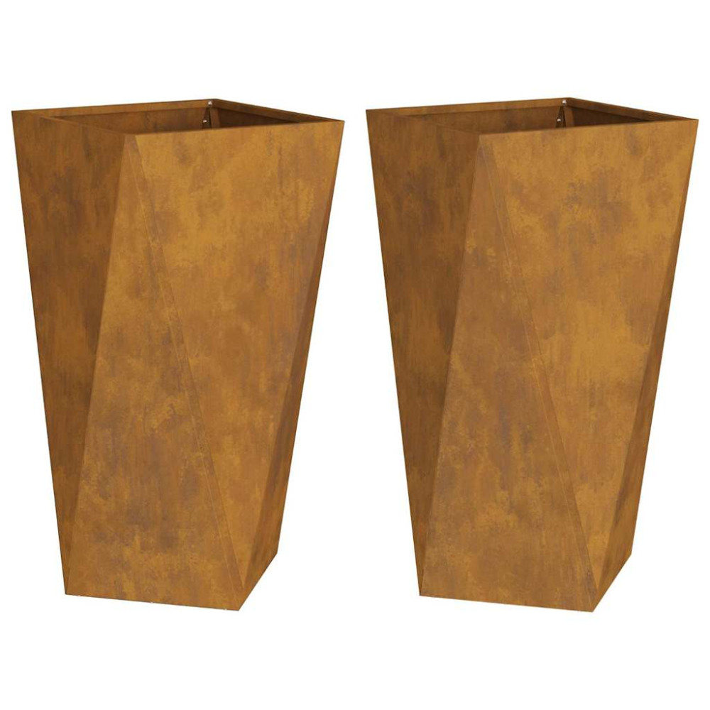 Produktbild för Planteringskärl 2 pcs Rostig 40 x 40 x 75 cm