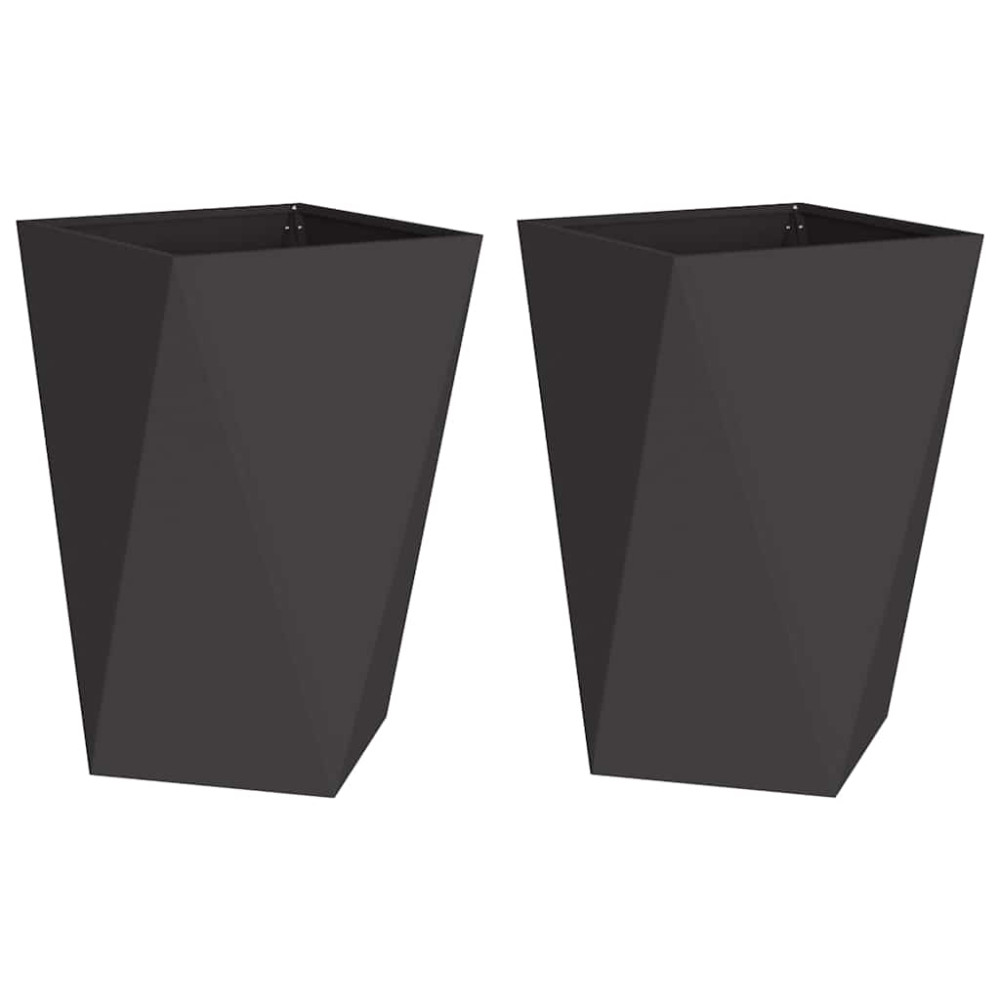 Produktbild för Planteringskärl 2 pcs Svart 50 x 50 x 75 cm Stål