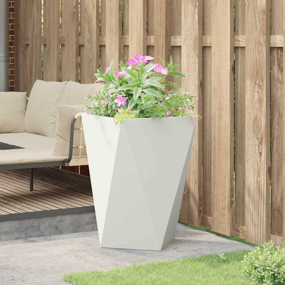 Produktbild för Planteringskärl Vit 50 x 50 x 75 cm Stål