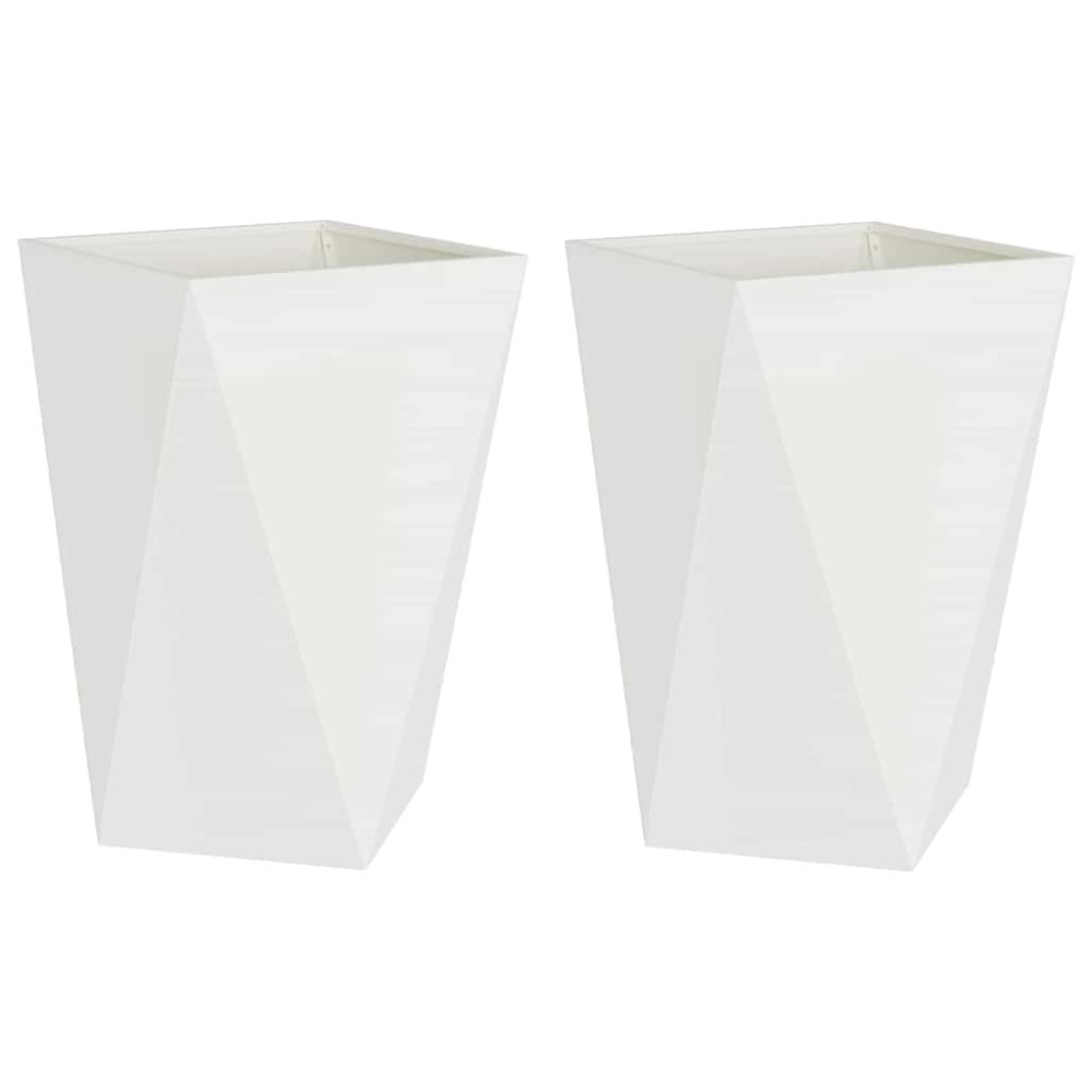 Produktbild för Planteringskärl 2 pcs Vit 50 x 50 x 75 cm Stål