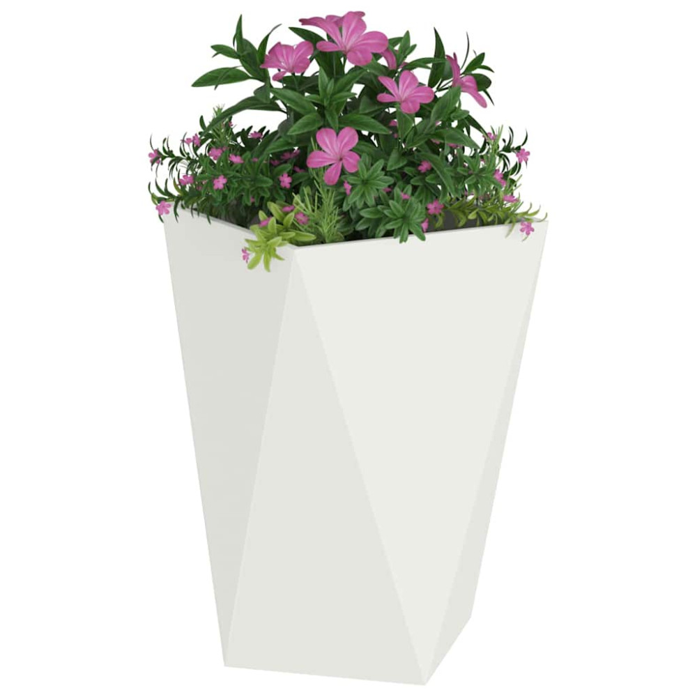 Produktbild för Planteringskärl 2 pcs Vit 50 x 50 x 75 cm Stål