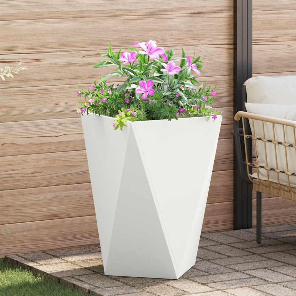 Produktbild för Planteringskärl 2 pcs Vit 50 x 50 x 75 cm Stål