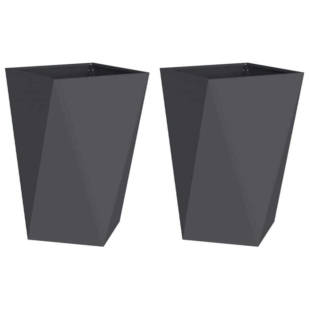 Produktbild för Planteringskärl 2 pcs Antracit 50 x 50 x 75 cm Stål