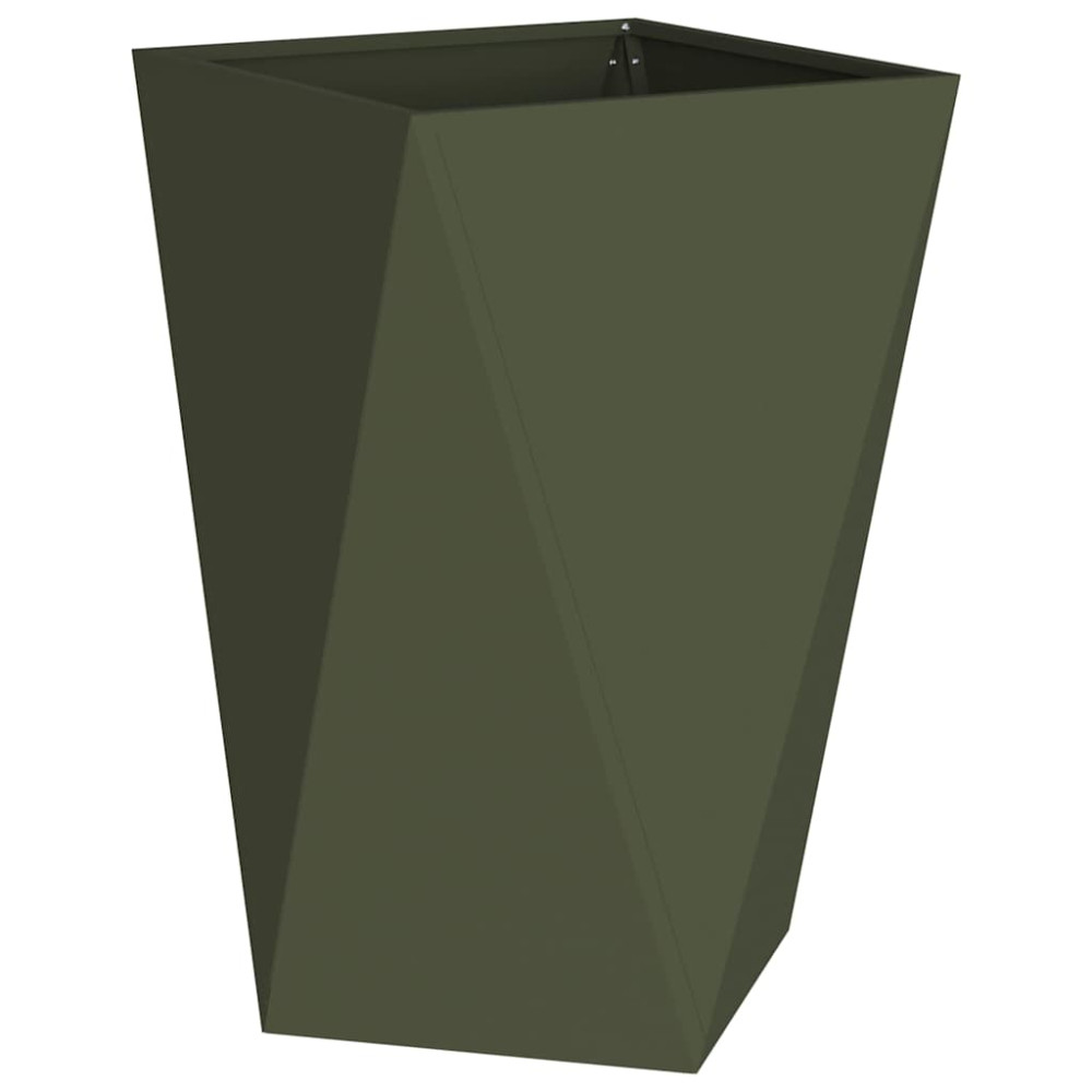Produktbild för Planteringskärl Olivgrön 50 x 50 x 75 cm Stål