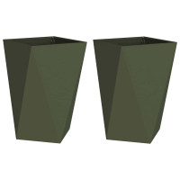 Produktbild för Planteringskärl 2 pcs Olivgrön 50 x 50 x 75 cm Stål