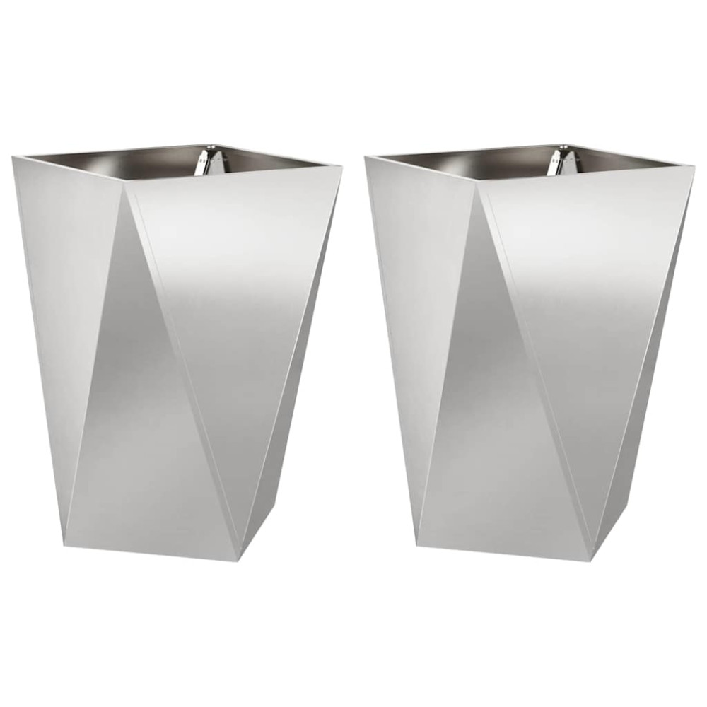 Produktbild för Planteringskärl 2 pcs Silver 50 x 50 x 75 cm Rostfritt stål