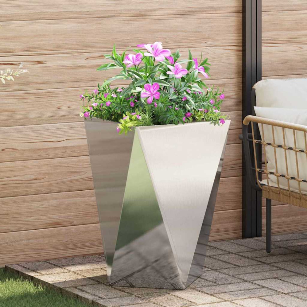 Produktbild för Planteringskärl 2 pcs Silver 50 x 50 x 75 cm Rostfritt stål