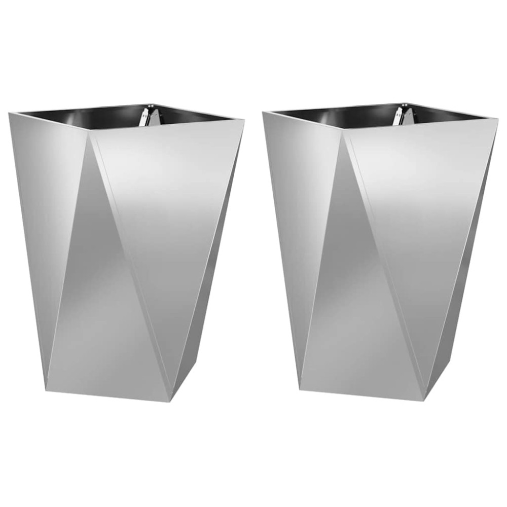 Produktbild för Planteringskärl 2 pcs Silver 50 x 50 x 75 cm Galvaniserat Stål