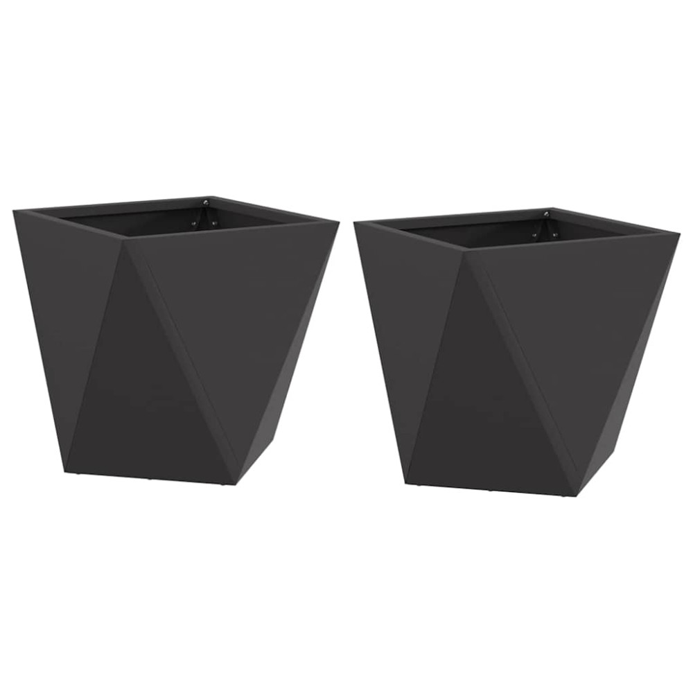 Produktbild för Planteringskärl 2 st Svart 30 x 30 x 30 cm Stål