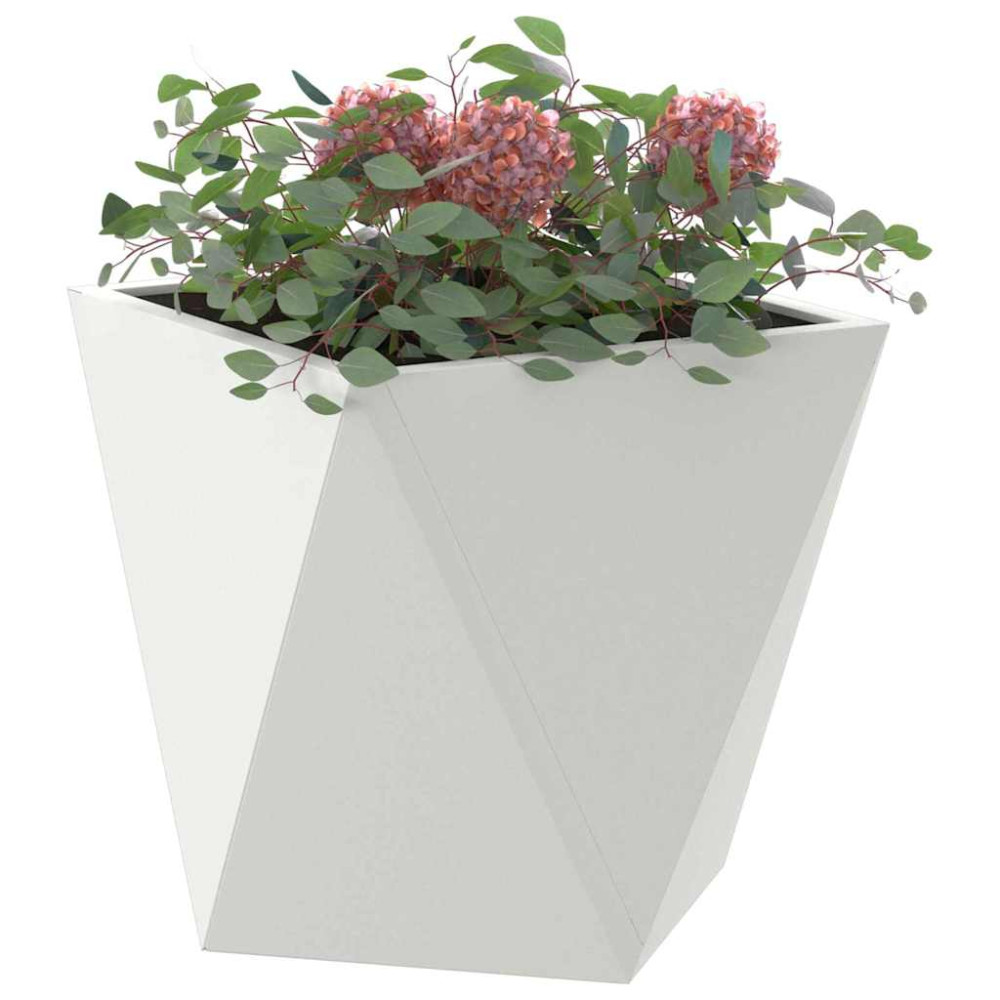 Produktbild för Planteringskärl Vit 30 x 30 x 30 cm Stål