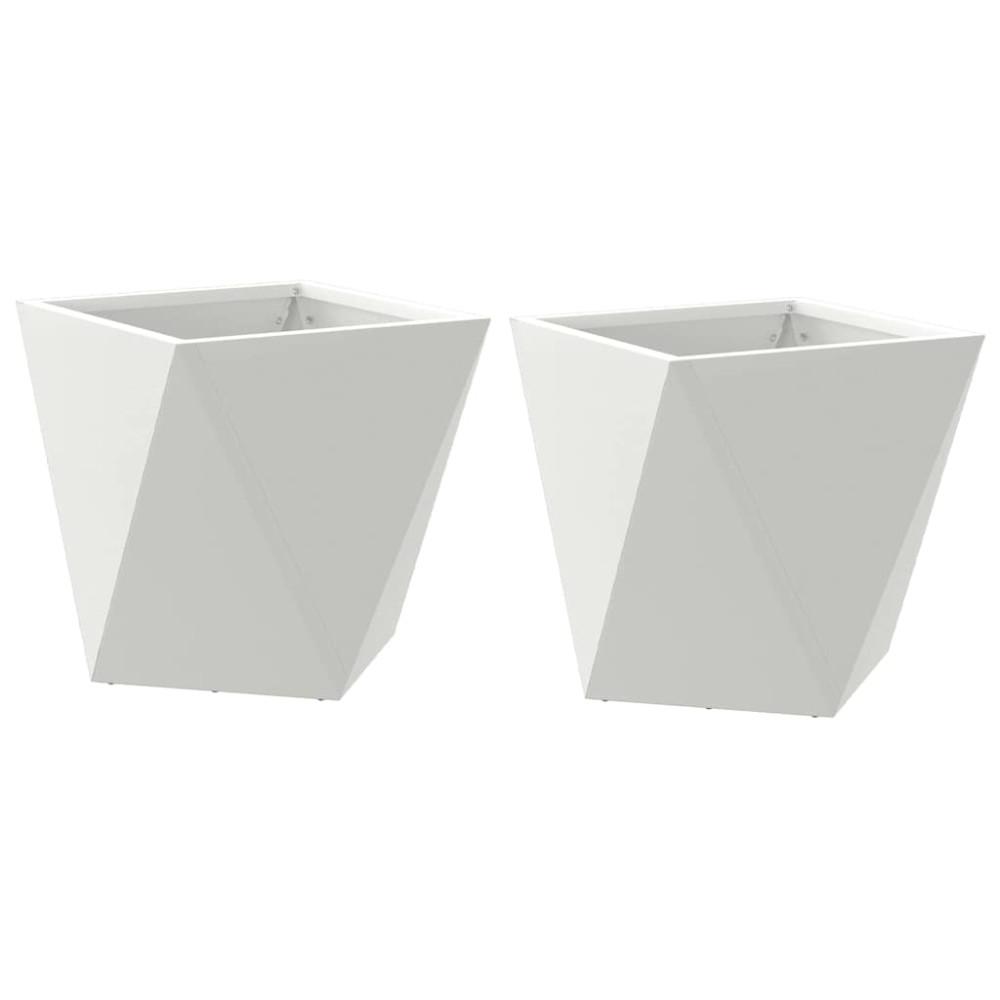 Produktbild för Planteringskärl 2 st Vit 30 x 30 x 30 cm Stål