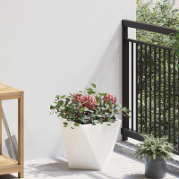 Produktbild för Planteringskärl 2 st Vit 30 x 30 x 30 cm Stål