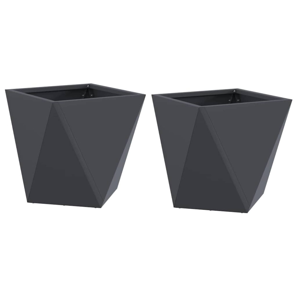 Produktbild för Planteringskärl 2 pcs Antracit 30 x 30 x 30 cm Stål
