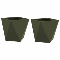 Produktbild för Planteringskärl 2 pcs Olivgrön 30 x 30 x 30 cm Stål