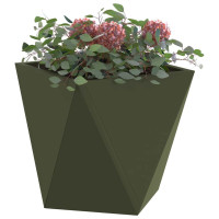Produktbild för Planteringskärl 2 pcs Olivgrön 30 x 30 x 30 cm Stål