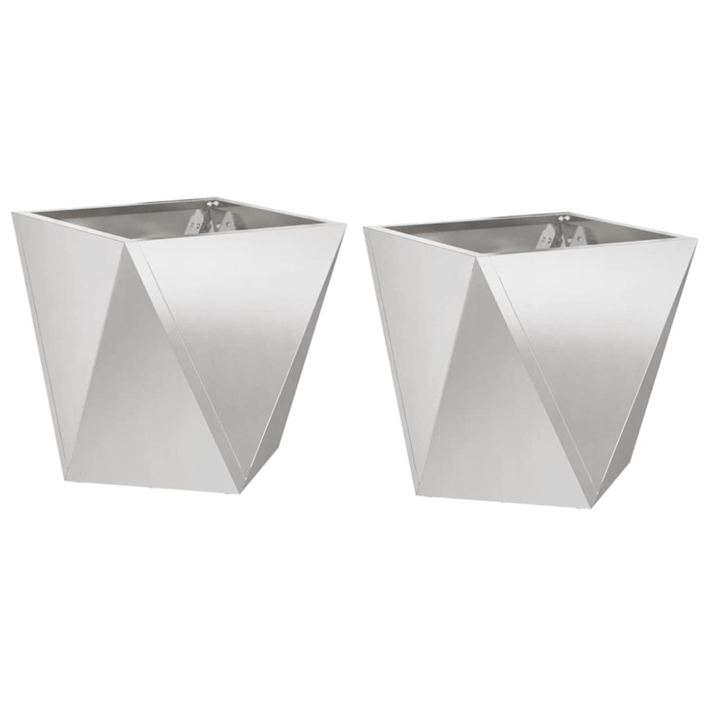 Produktbild för Planteringskärl 2 pcs Silver 30 x 30 x 30 cm Rostfritt stål