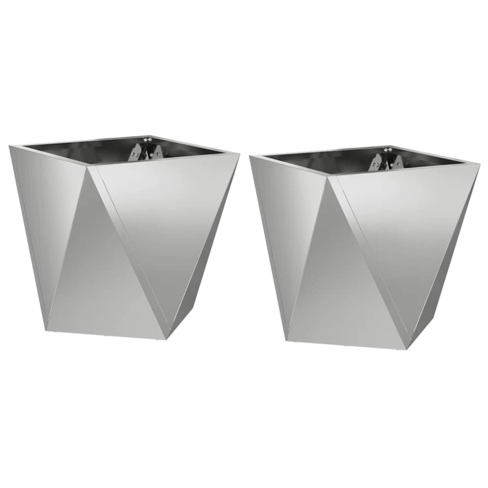 Produktbild för Planteringskärl 2 pcs Silver 30 x 30 x 30 cm Galvaniserat Stål