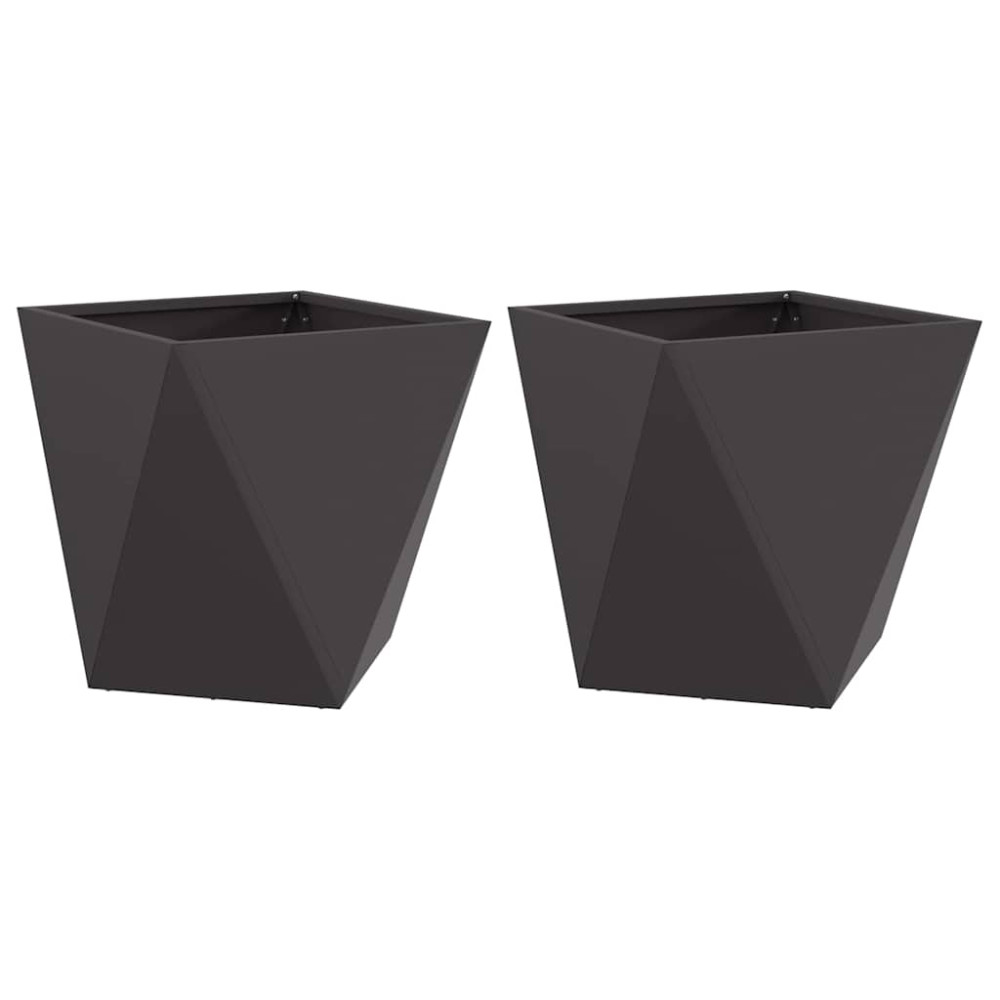 Produktbild för Planteringskärl 2 pcs Svart 40 x 40 x 40 cm Stål