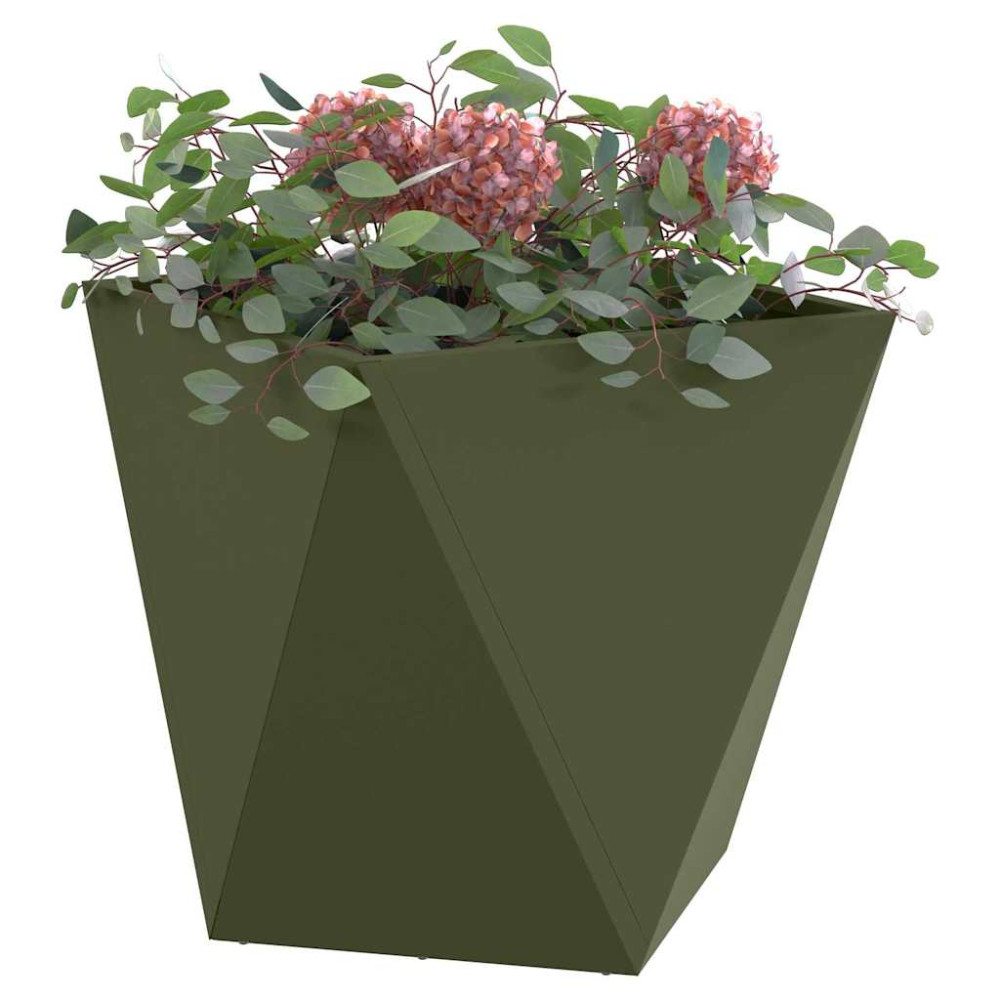 Produktbild för Planteringskärl 2 pcs Olivgrön 40 x 40 x 40 cm Stål