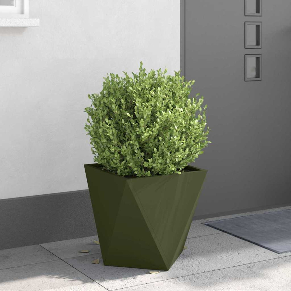Produktbild för Planteringskärl 2 pcs Olivgrön 40 x 40 x 40 cm Stål