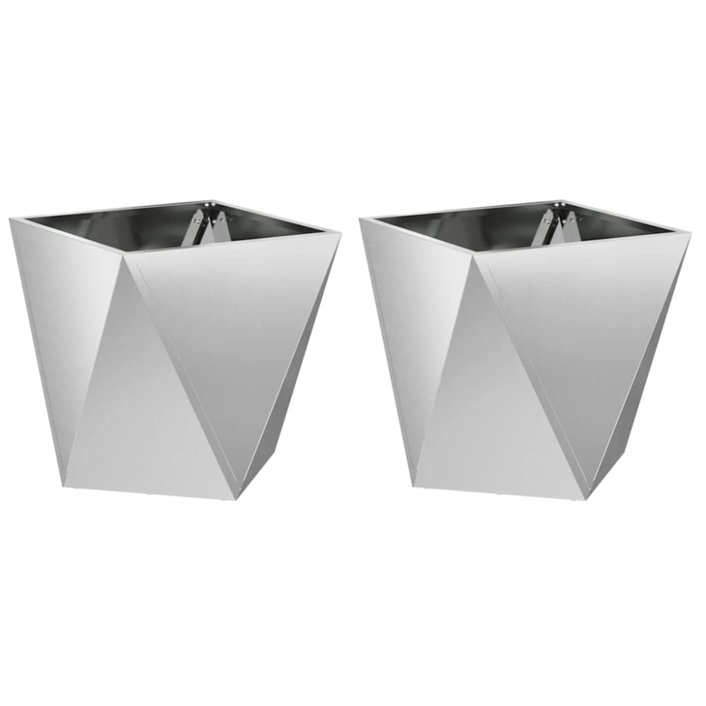 Produktbild för Planteringskärl 2 pcs Silver 40 x 40 x 40 cm Galvaniserat Stål