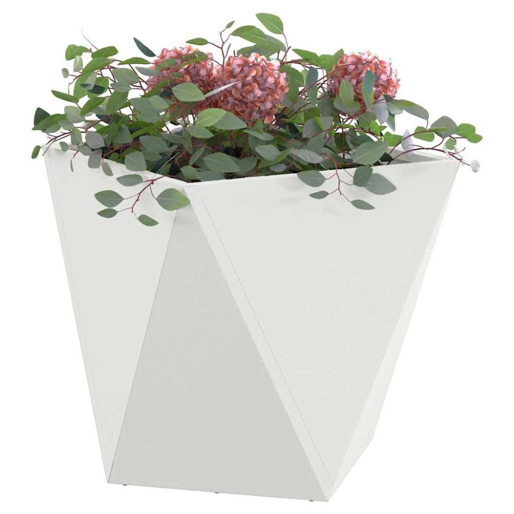 Produktbild för Planteringskärl Vit 50 x 50 x 50 cm Stål