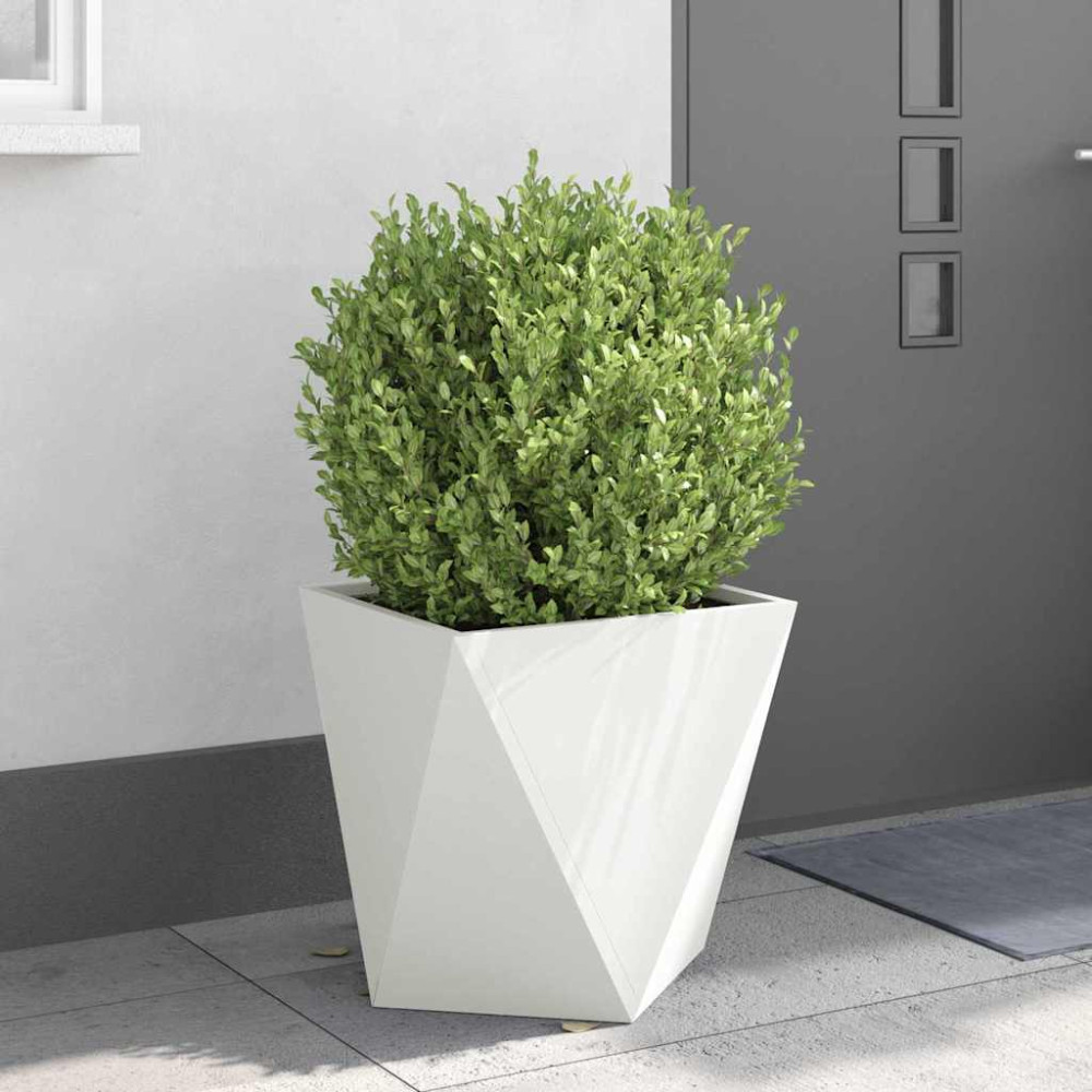 Produktbild för Planteringskärl Vit 50 x 50 x 50 cm Stål