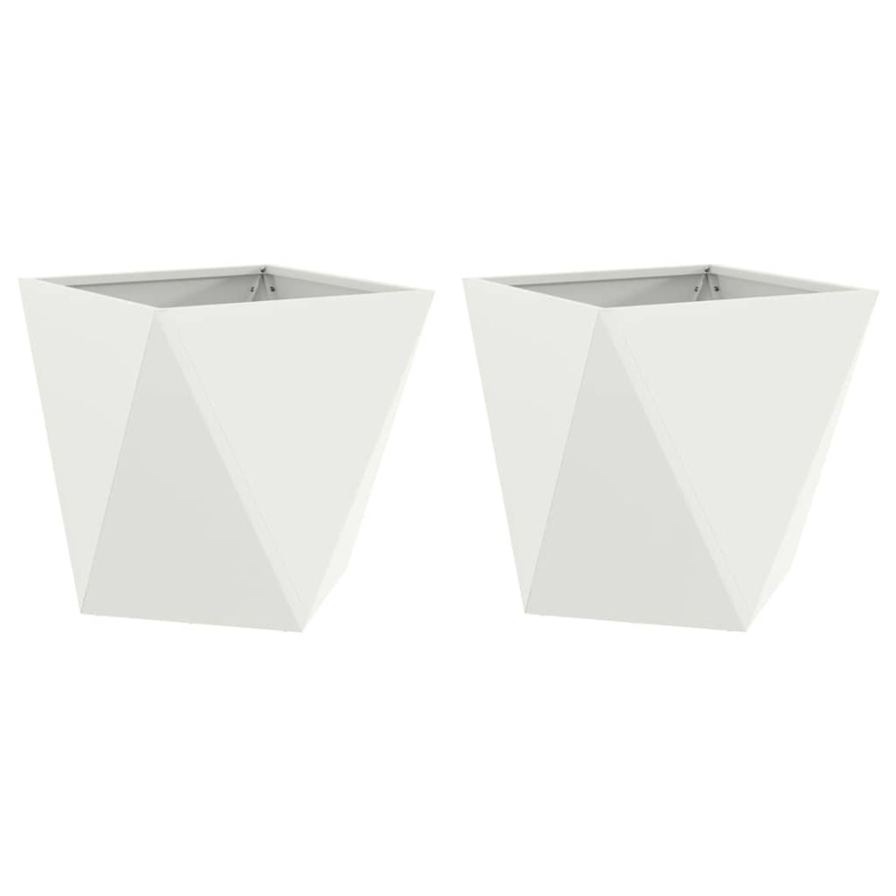 Produktbild för Planteringskärl 2 pcs Vit 50 x 50 x 50 cm Stål