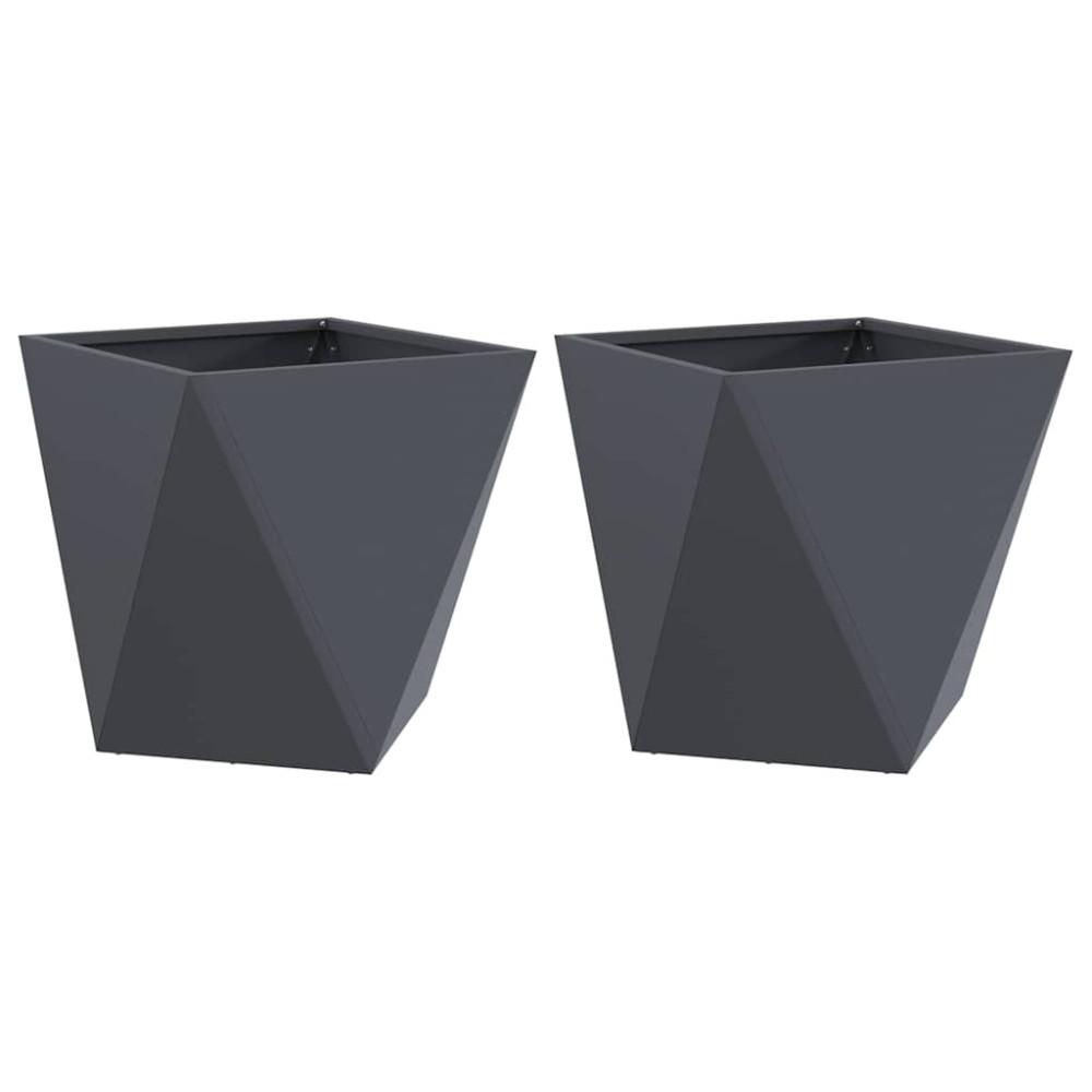 Produktbild för Planteringskärl 2 pcs Antracit 50 x 50 x 50 cm Stål