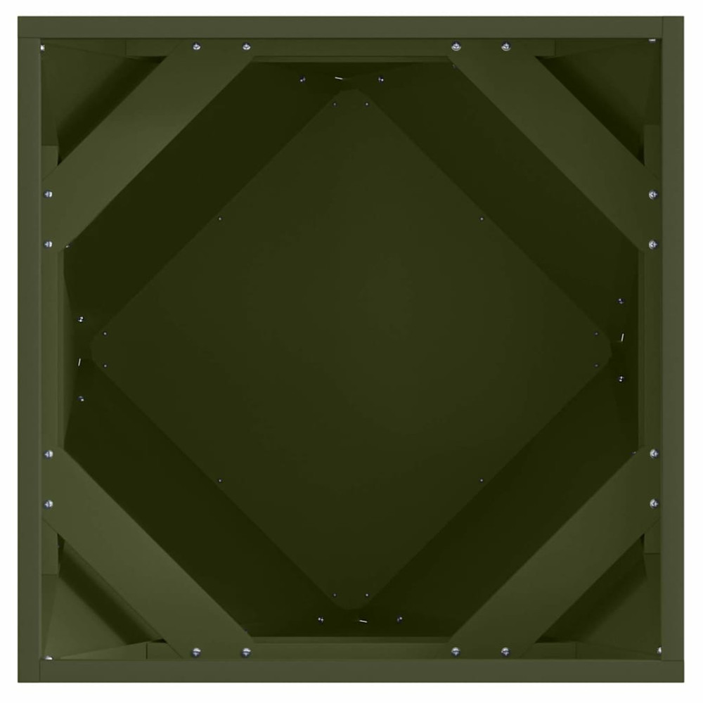 Produktbild för Planteringskärl Olivgrön 50 x 50 x 50 cm Stål