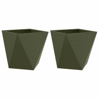 Produktbild för Planteringskärl 2 pcs Olivgrön 50 x 50 x 50 cm Stål