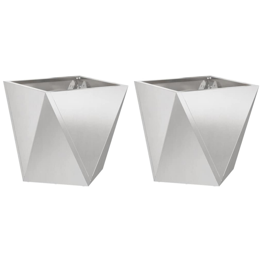 Produktbild för Planteringskärl 2 pcs Silver 50 x 50 x 50 cm Rostfritt stål