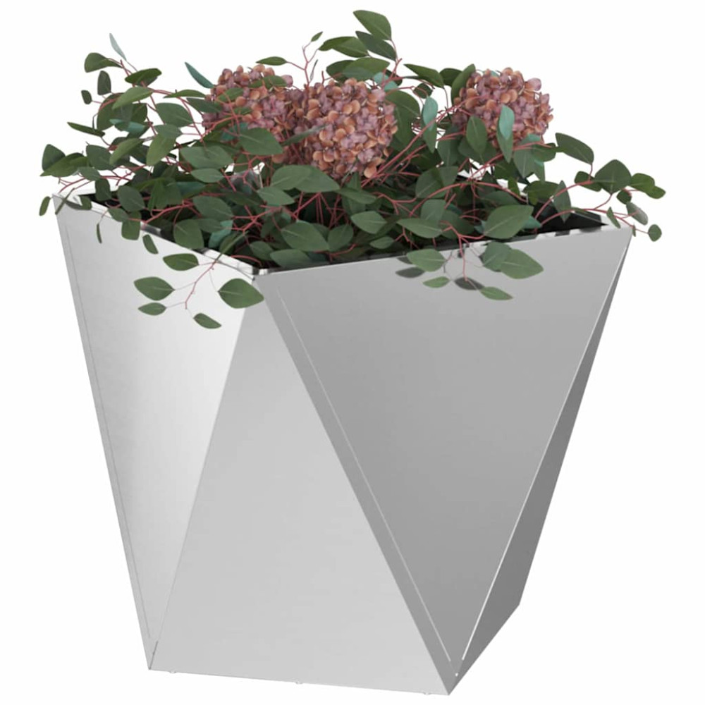 Produktbild för Planteringskärl 2 pcs Silver 50 x 50 x 50 cm Galvaniserat Stål