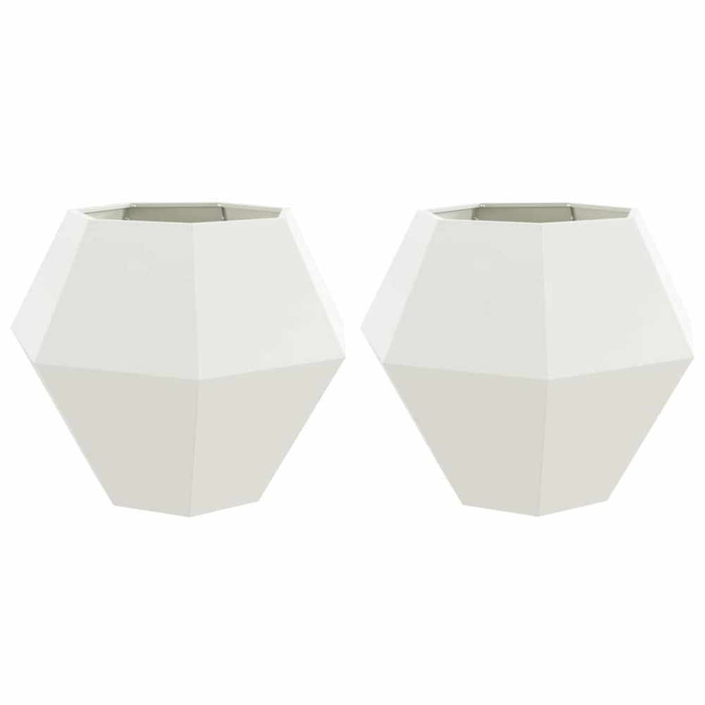 Produktbild för Planteringskärl 2 pcs Vit 100 x 100 x 80 cm Stål