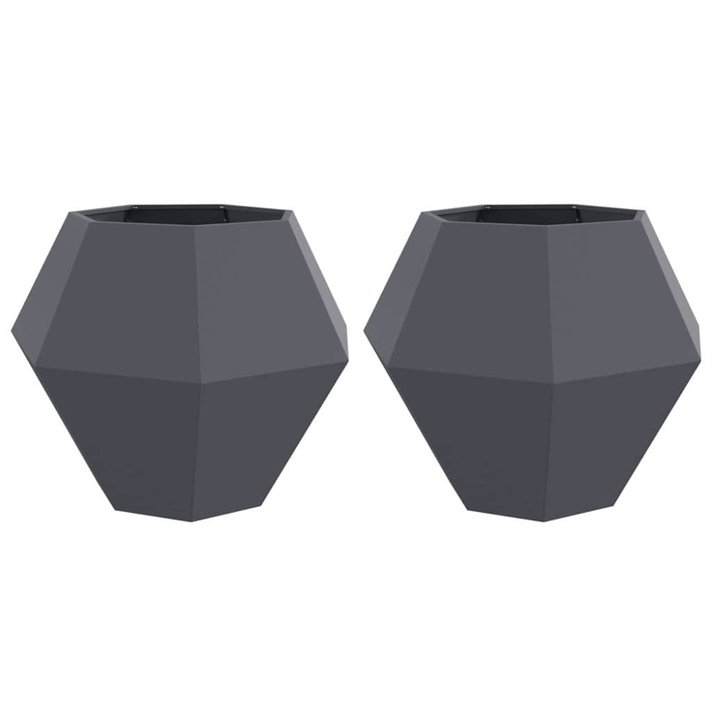 Produktbild för Planteringskärl 2 pcs Antracit 100 x 100 x 80 cm Stål
